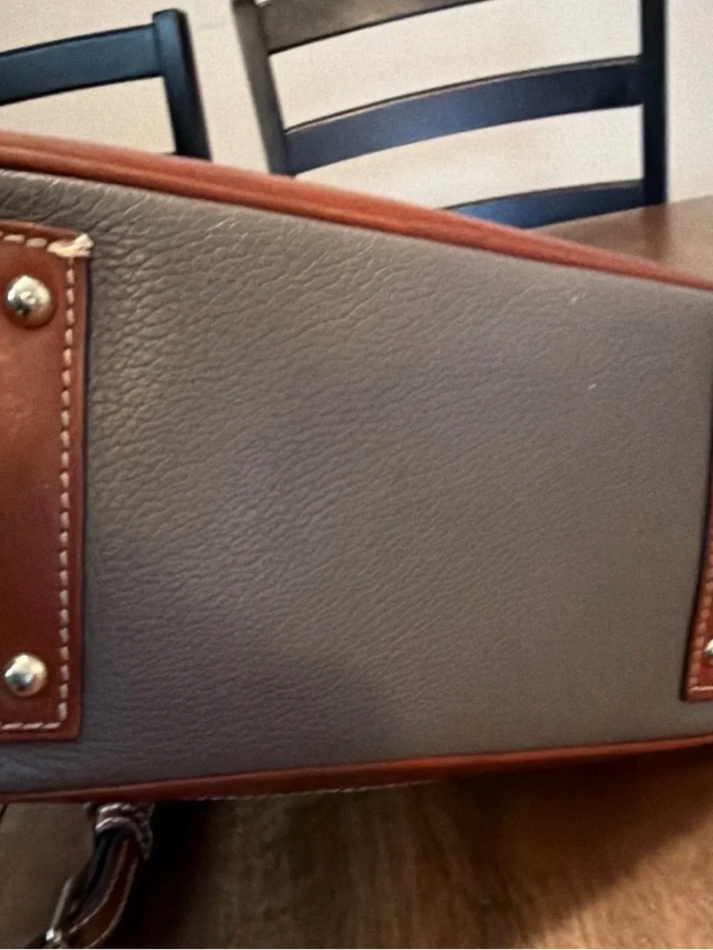 Dooney & Bourke Pebble Grain Zip Zip Satchel with Brown Trim
